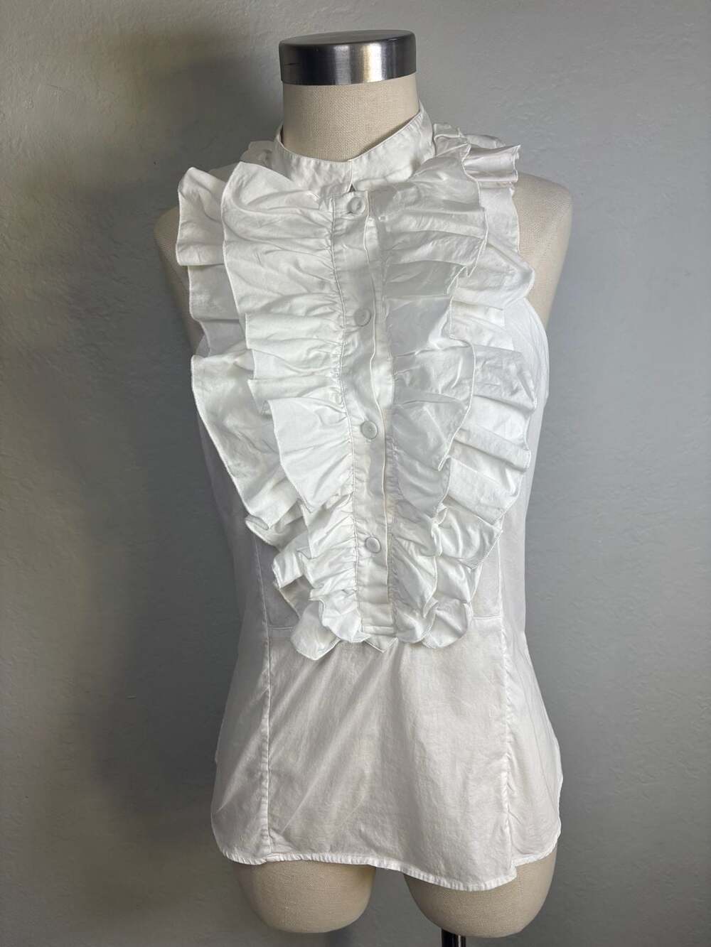 Luciano Barbera Ruffled Blouse White Cotton